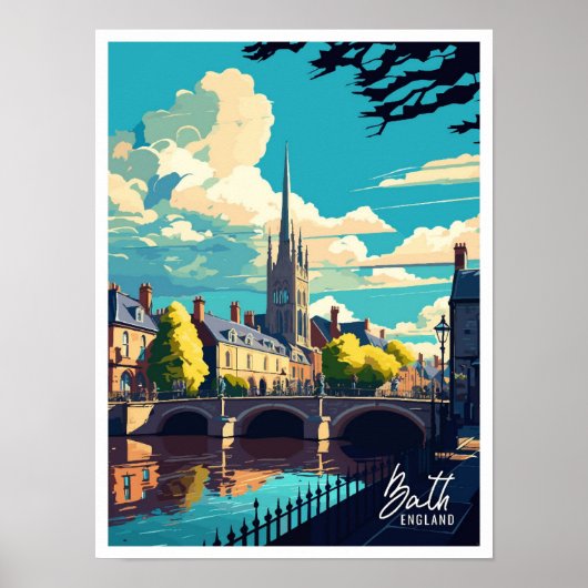 Bath Engeland Vintage Beroemde Reisplaats Poster (Voorkant)