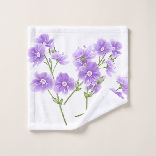 Bath Face Towel-Paarse Wildbloemen Washandje (Wasdoekje)