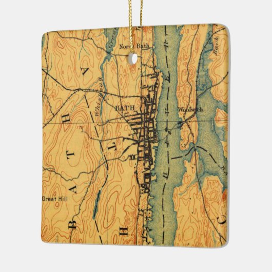 Bath Maine Map 1894 Keramisch Ornament (Links)