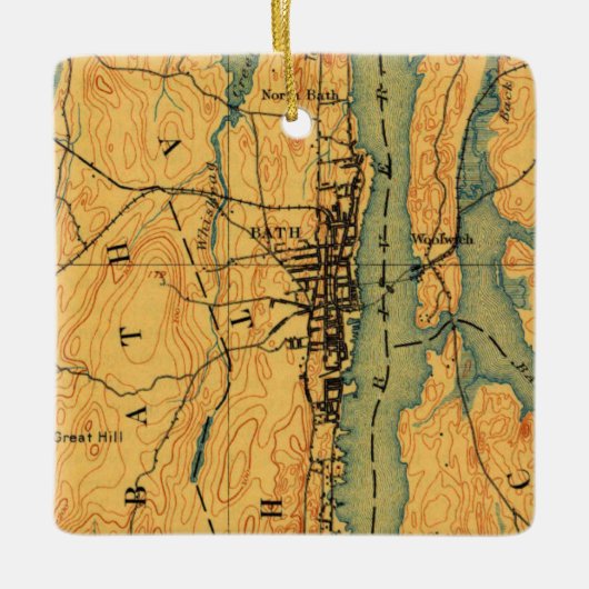 Bath Maine  Map 1894 Keramisch Ornament (Voorkant)