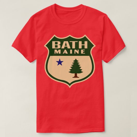 Bath Maine Retro Pine Tree Shield Groen T-shirt (Design voorkant)