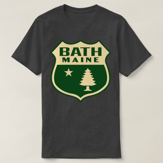 Bath Maine Retro Pine Tree Shield Tan T-shirt (Design voorkant)