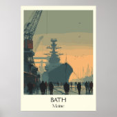 Bath Maine  scheepswerf City Travel Art Poster (Voorkant)