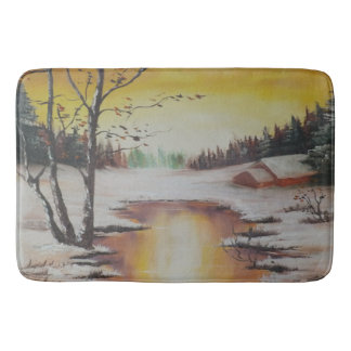 Bath Mat Ann Hayes Painting Winter Scene