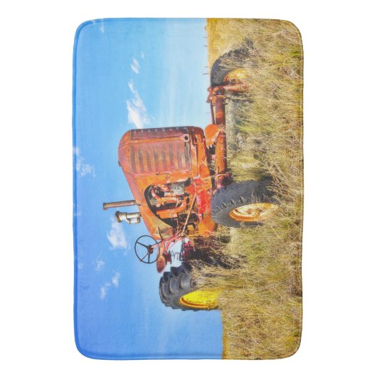 Bath Mat Antiek Oranje Tractor (Voorkant Verticaal)