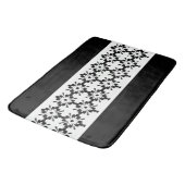 Bath Mat/Black en White Floral Shapes Badmat (Gekanteld)