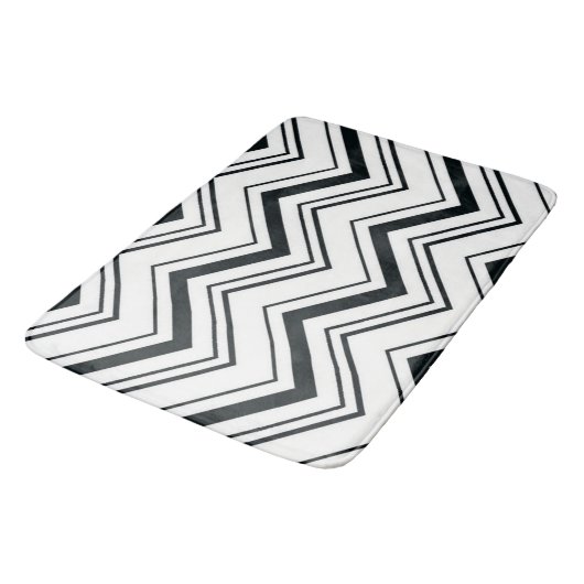 Bath Mat/Black en White Zig Zags Badmat (Gekanteld)