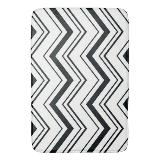 Bath Mat/Black en White Zig Zags Badmat (Voorkant Verticaal)