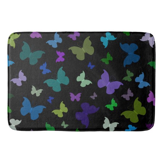 Bath Mat/Black met Butterflies Badmat (Voorkant)