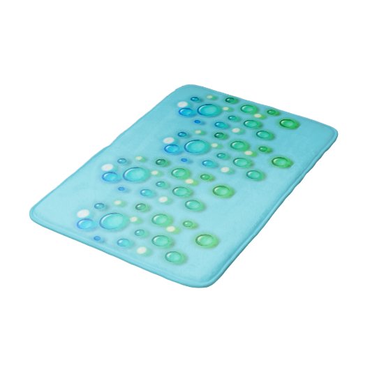 Bath Mat - Blue and Green Bubbles on Aqua (Gekanteld)