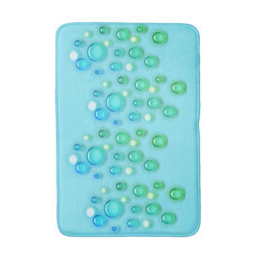 Bath Mat - Blue and Green Bubbles on Aqua (Voorkant Verticaal)