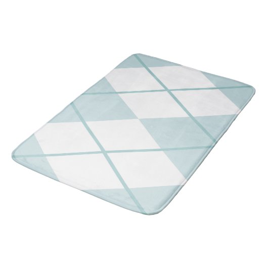 Bath Mat/Blue en White Pset Diamond Pattern Badmat (Gekanteld)