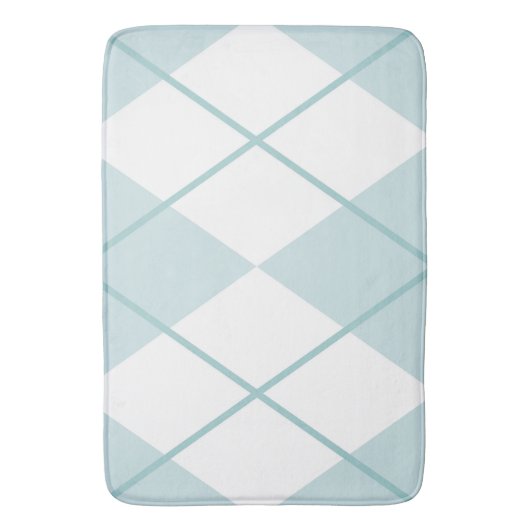 Bath Mat/Blue en White Pset Diamond Pattern Badmat (Voorkant Verticaal)