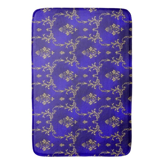 Bath Mat-Blue & Gold Badmat (Voorkant Verticaal)