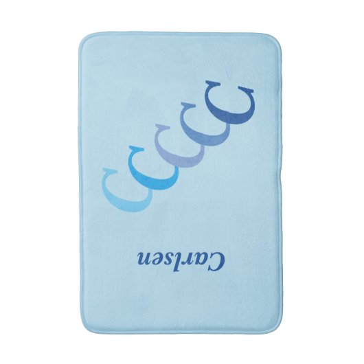 Bath Mat - Blue Name and Initialen (Voorkant Verticaal)