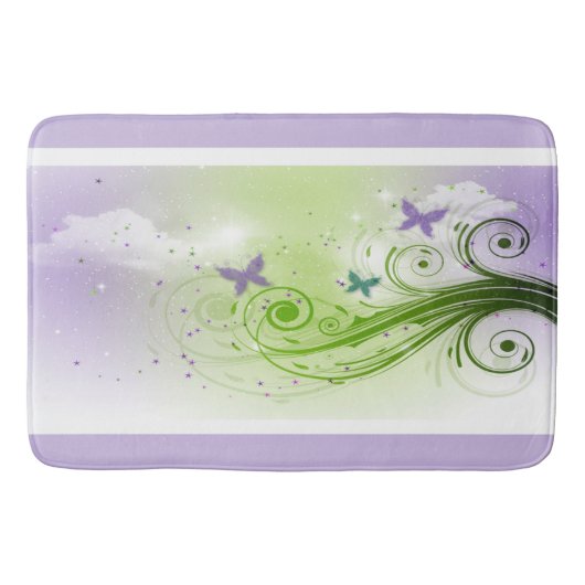 Bath Mat/Butterflies, Swirls and Clouds Badmat (Voorkant)
