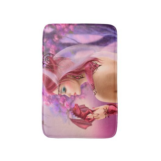 Bath Mat fantasy lady koningin en red dragon (Voorkant Verticaal)