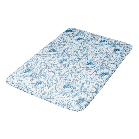 Bath Mat Floral Blue (Gekanteld)