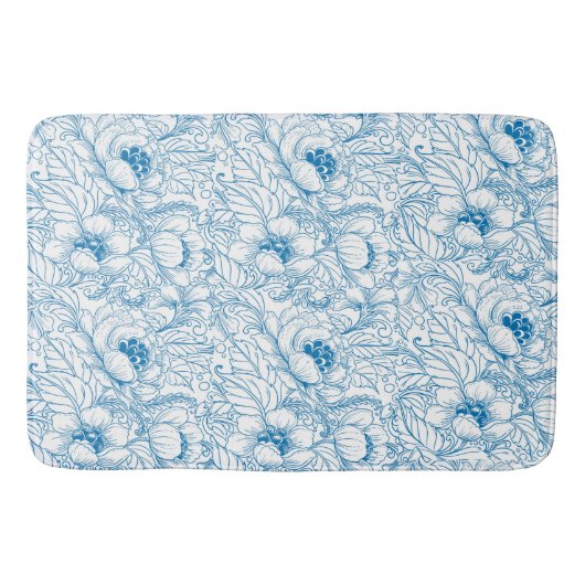 Bath Mat Floral Blue (Voorkant)