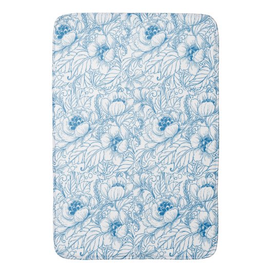 Bath Mat Floral Blue (Voorkant Verticaal)