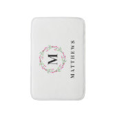 Bath Mat - Floral Circle Monogram Name (Voorkant Verticaal)