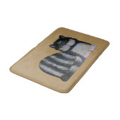 Bath Mat - Fluffy Black and White Tabby (Gekanteld)