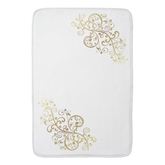 Bath Mat-Gold Swirls Badmat (Voorkant Verticaal)