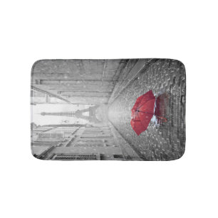 Bath mat met Eiffeltoren en een rode paraplu