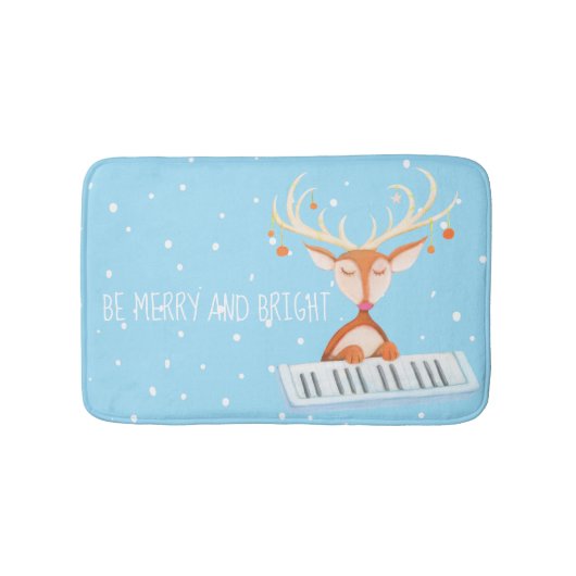 Bath Mat met kerstrendiertjes die piano spelen (Voorkant)