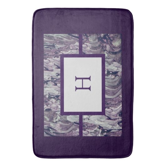Bath Mat No.2 Paars&Grey Fluid Swirl PERSONALIZE (Voorkant Verticaal)