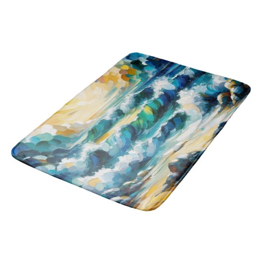 Bath Mat Ocean Waves en Sunrise Abstracte kunst (Gekanteld)