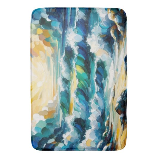 Bath Mat Ocean Waves en Sunrise Abstracte kunst (Voorkant Verticaal)