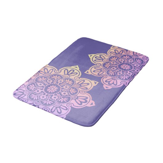 Bath Mat op Paars met grote Boho-medaillons (Gekanteld)