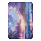 Bath Mat Paarse nacht Sky Moon Tropisch strand (Voorkant Verticaal)