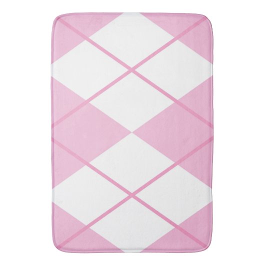 Bath Mat/Pink en White Play Diamond Pattern Badmat (Voorkant Verticaal)