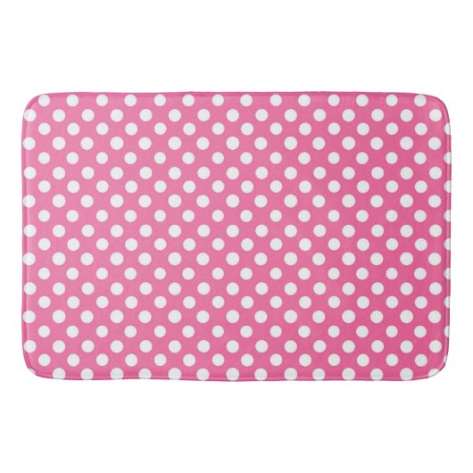 Bath Mat/Pink & White Polka Dots Badmat (Voorkant)