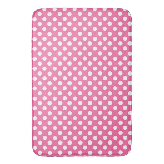Bath Mat/Pink & White Polka Dots Badmat (Voorkant Verticaal)