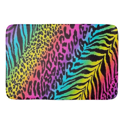 Bath Mat/Rainbow Animal Print Badmat (Voorkant)