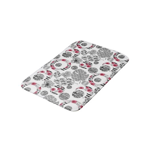 Bath Mat, Red en Black, Quilting, Patchwork Badmat (Gekanteld)