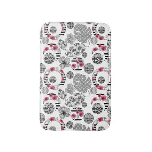 Bath Mat, Red en Black, Quilting, Patchwork Badmat (Voorkant Verticaal)
