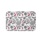 Bath Mat, Red en Black, Quilting, Patchwork Badmat (Voorkant)