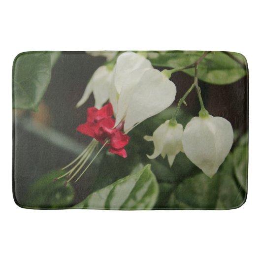 Bath Mat Red White Green Flower (Voorkant)