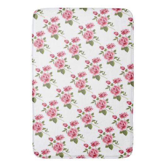 Bath Mat/Roze Roses Badmat (Voorkant Verticaal)