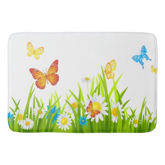 Bath Mat/Spring Butterflies en Flowers Badmat (Voorkant)