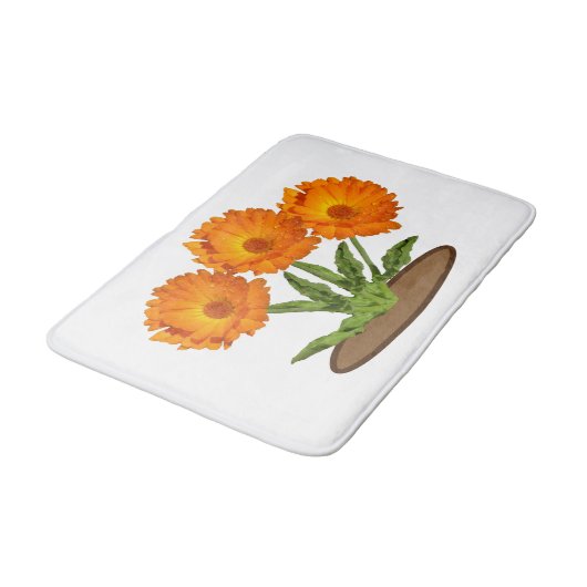 Bath Mat - Three Oranje Calendula (Gekanteld)