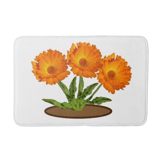 Bath Mat - Three Oranje Calendula (Voorkant)