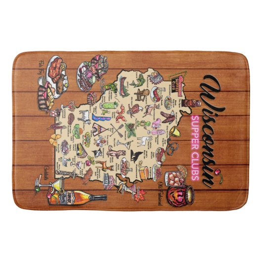 Bath Mat - Wisconsin Supper Club Map (Voorkant)