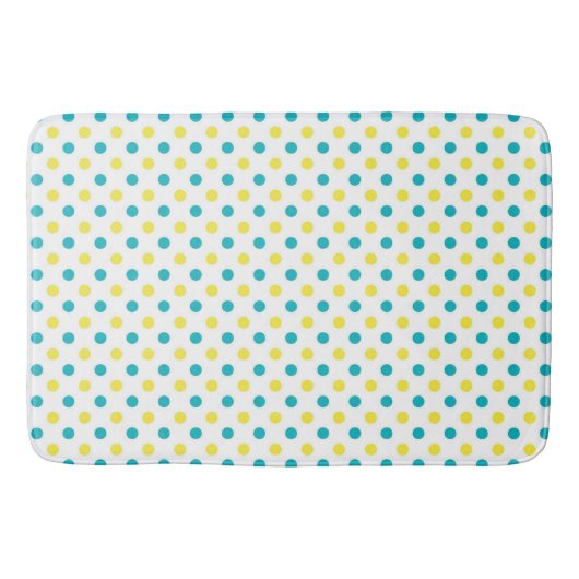 Bath Mat/Yellow & Blauwgroen pooldots Badmat (Voorkant)