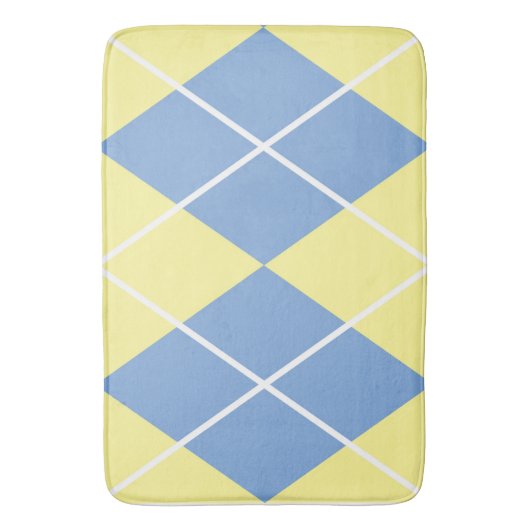 Bath Mat/Yellow en Blue Pset Diamond Pattern Badmat (Voorkant Verticaal)