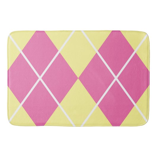 Bath Mat/Yellow en Roze Pset Diamond Pattern Badmat (Voorkant)